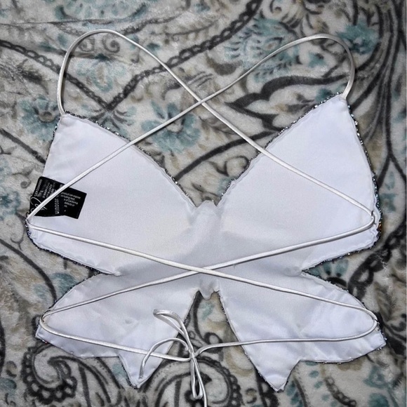 rhinestone butterfly tie up top - Picture 3 of 3